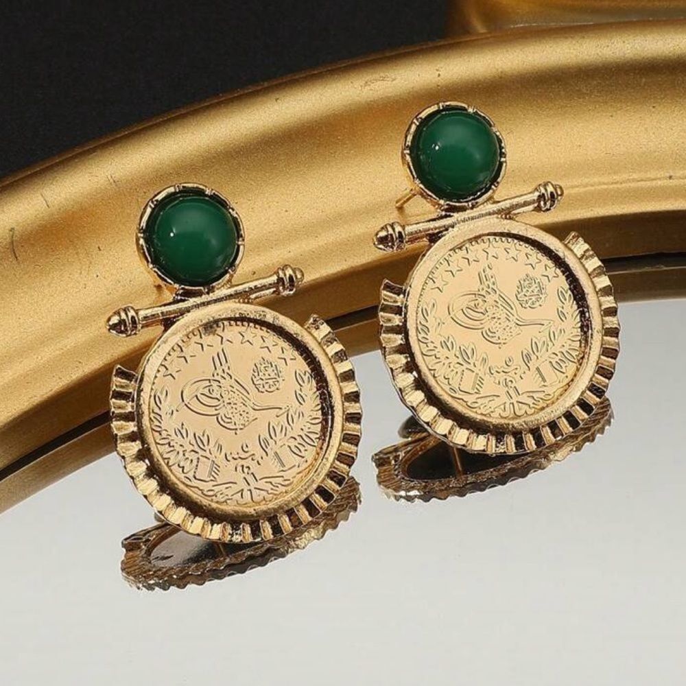 Coin Green Earrings N1737